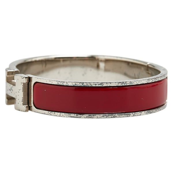 エルメス クリックH PM ブレスレット シルバー レッド メタル レディース HERMES 【中古】