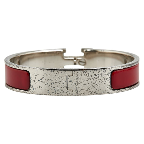 エルメス クリックH PM ブレスレット シルバー レッド メタル レディース HERMES 【中古】
