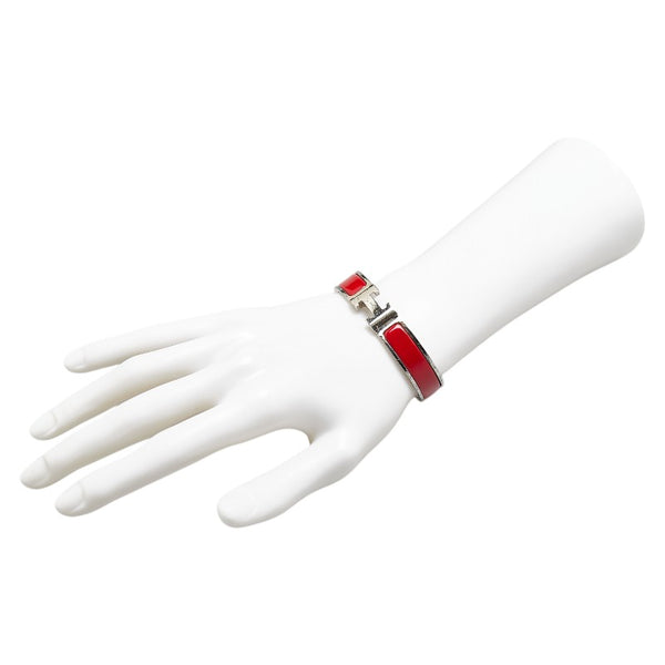 エルメス クリックH PM ブレスレット シルバー レッド メタル レディース HERMES 【中古】
