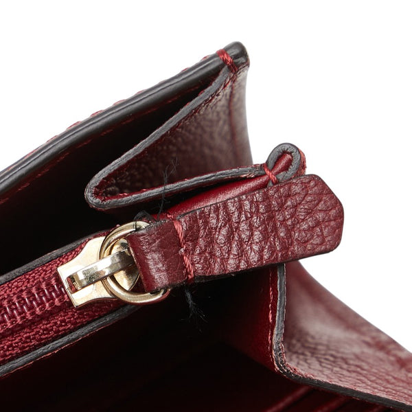 カルティエ C ドゥ カルティエ 長財布 ンターナショナルウォレット ワインレッド ボルドー レザー レディース CARTIER 【中古】