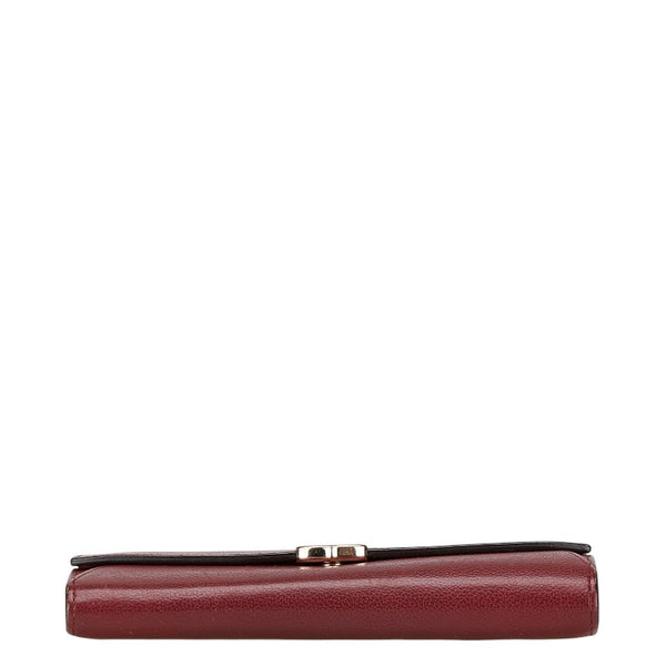カルティエ C ドゥ カルティエ 長財布 ンターナショナルウォレット ワインレッド ボルドー レザー レディース CARTIER 【中古】