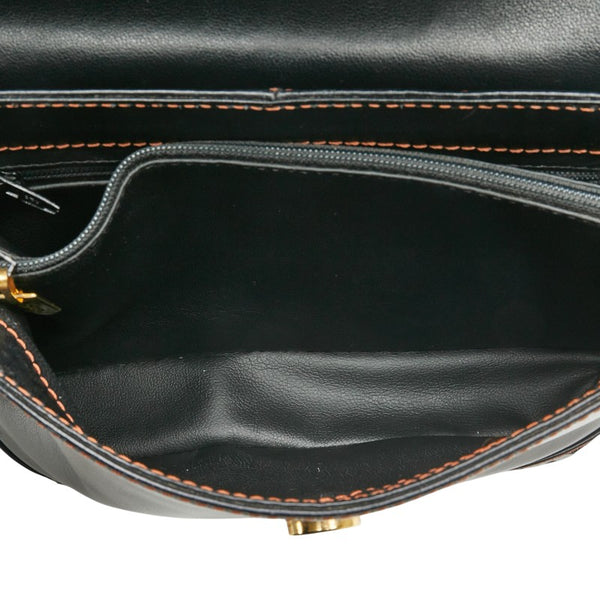 サンローラン YSL カットアウト ショルダーバッグ ブラック ブラウン レザー レディース SAINT LAURENT 【中古】