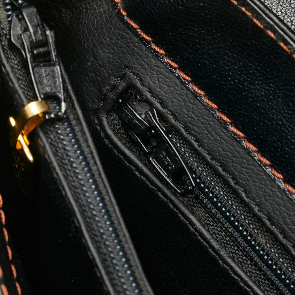 サンローラン YSL カットアウト ショルダーバッグ ブラック ブラウン レザー レディース SAINT LAURENT 【中古】