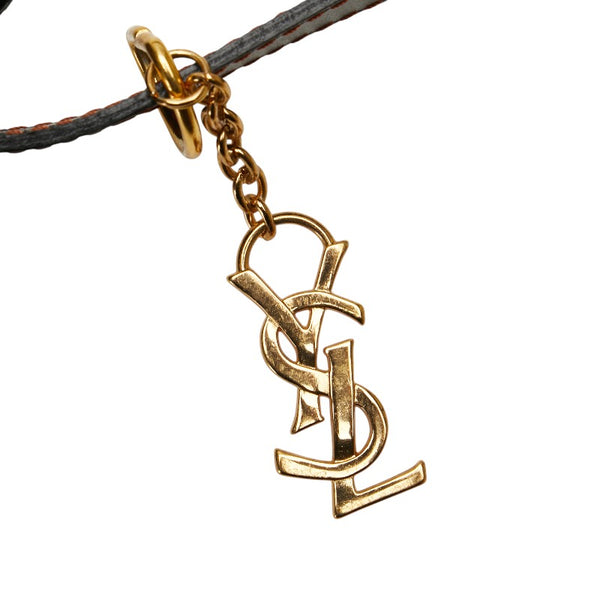 サンローラン YSL カットアウト ショルダーバッグ ブラック ブラウン レザー レディース SAINT LAURENT 【中古】