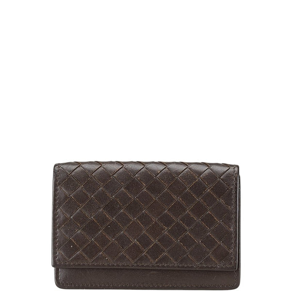ボッテガヴェネタ イントレチャート カードケース 174646 ブラウン レザー レディース BOTTEGAVENETA 【中古】