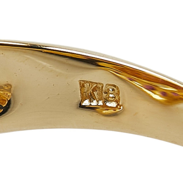 K18YG イエローゴールド ルビー パンサー モチーフ リング 指輪 レディース 14号 【中古】
