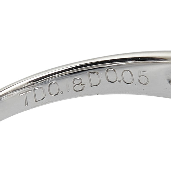 K18WG ホワイトゴールド ダイヤ0.23ct V字 リング 指輪 レディース 11号 【中古】