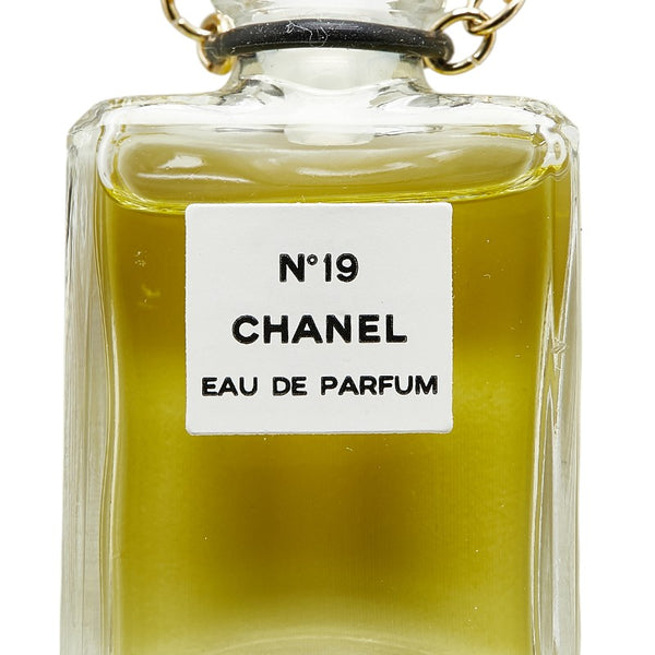 シャネル NO19 EAU DE PARFUM 香水瓶 ネックレス クリア ゴールド ブラック ガラス メッキ ベロア レディース CHANEL 【中古】