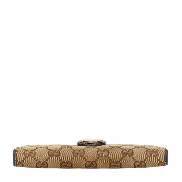 グッチ GGキャンバス ハート ロゴ 長財布 203550 ベージュ ブラウン キャンバス レザー レディース GUCCI 【中古】