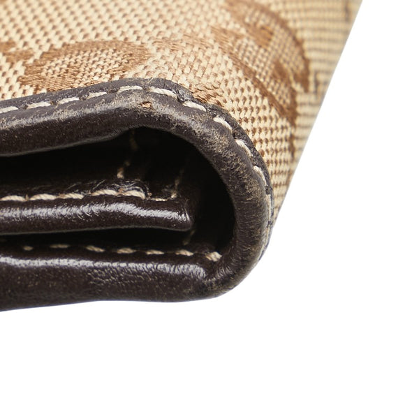 グッチ GGキャンバス ハート ロゴ 長財布 203550 ベージュ ブラウン キャンバス レザー レディース GUCCI 【中古】