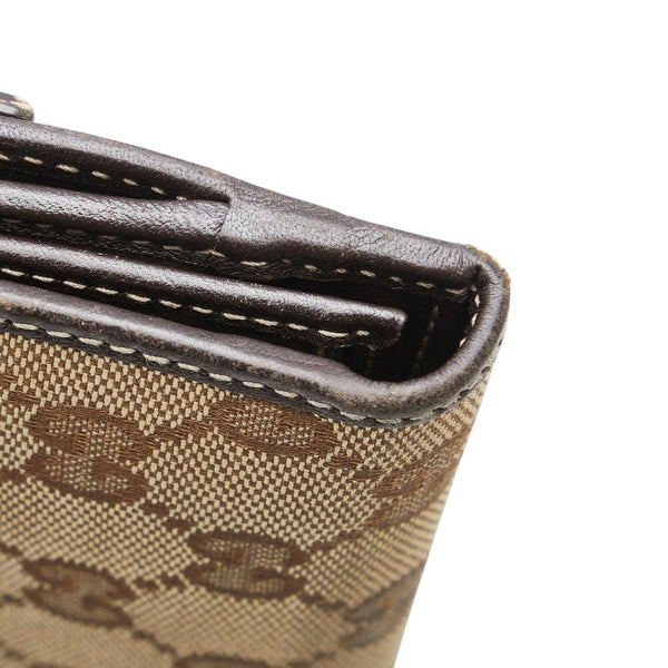 グッチ GGキャンバス ハート ロゴ 長財布 203550 ベージュ ブラウン キャンバス レザー レディース GUCCI 【中古】