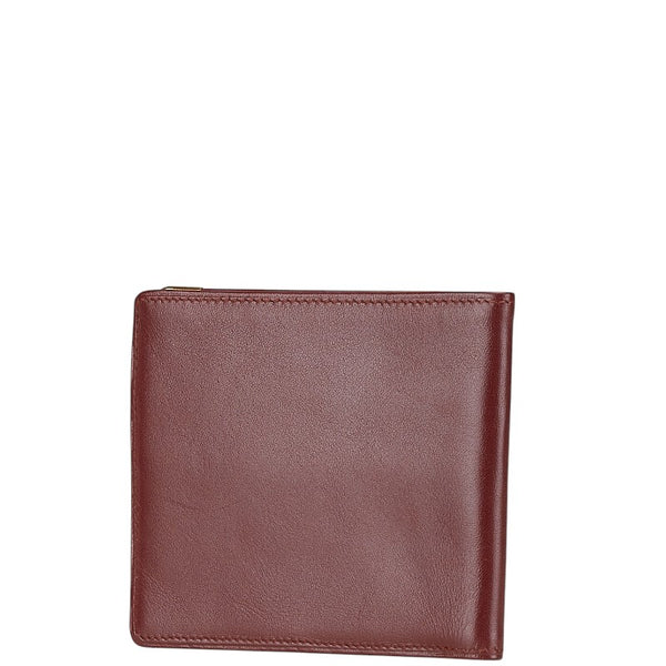 カルティエ マストライン 札入れ ワインレッド ボルドー レザー レディース CARTIER 【中古】