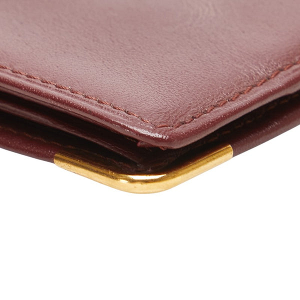 カルティエ マストライン 札入れ ワインレッド ボルドー レザー レディース CARTIER 【中古】