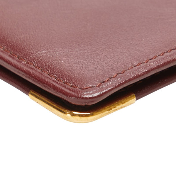 カルティエ マストライン 札入れ ワインレッド ボルドー レザー レディース CARTIER 【中古】