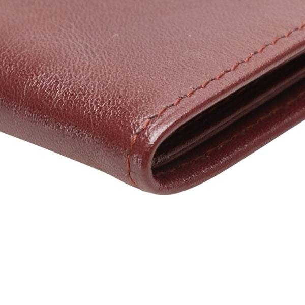 カルティエ マストライン 札入れ ワインレッド ボルドー レザー レディース CARTIER 【中古】