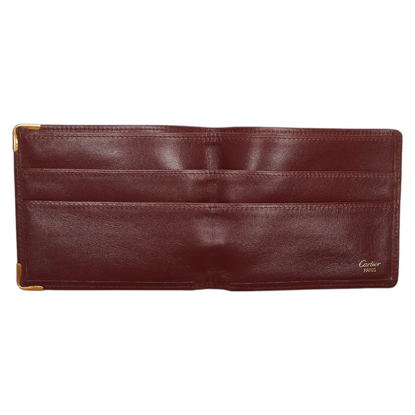 カルティエ マストライン 札入れ ワインレッド ボルドー レザー レディース CARTIER 【中古】