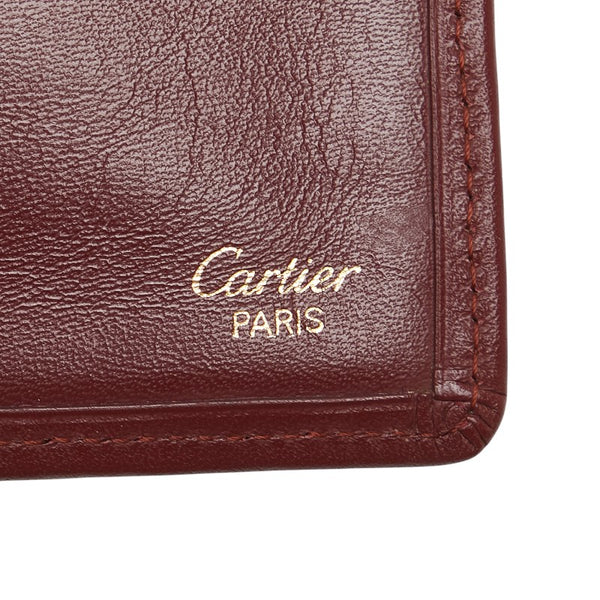 カルティエ マストライン 札入れ ワインレッド ボルドー レザー レディース CARTIER 【中古】