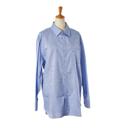グッチ 格子チェック GG刺繍 長袖シャツ サイズ:42 654926 ブルー レッド コットン メンズ GUCCI 【中古】
