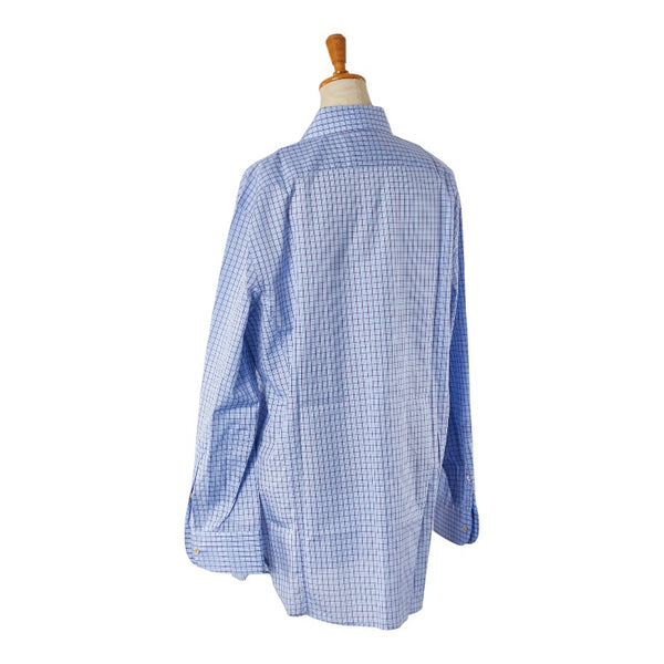 グッチ 格子チェック GG刺繍 長袖シャツ サイズ:42 654926 ブルー レッド コットン メンズ GUCCI 【中古】