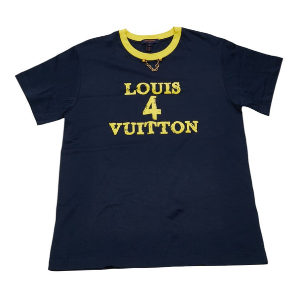 ルイ ヴィトン Tシャツ チェーン サイズ：M ネイビー イエロー コットン メッキ レディース LOUIS VUITTON 【中古】