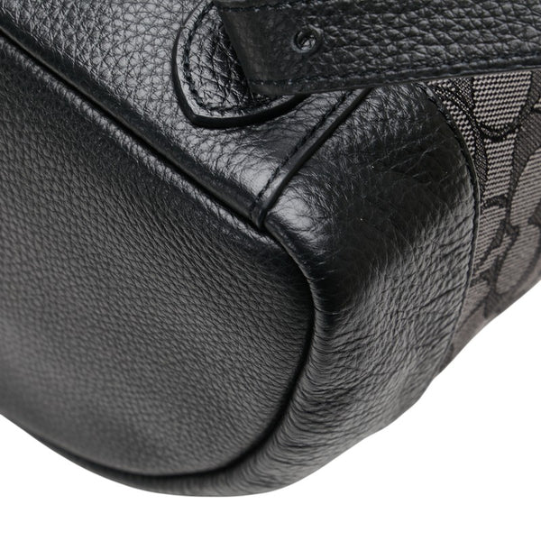 コーチ シグネチャ ドローストリング リュック バックパック CE601 FCE601 ブラック グレー キャンバス レザー レディース COACH 【中古】