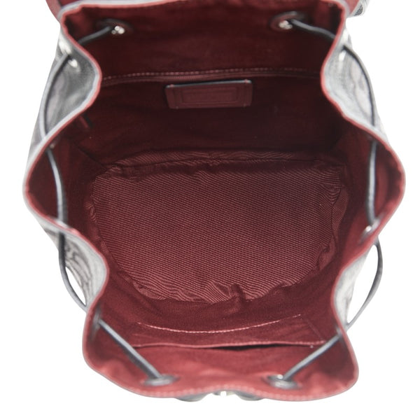 コーチ シグネチャ ドローストリング リュック バックパック CE601 FCE601 ブラック グレー キャンバス レザー レディース COACH 【中古】