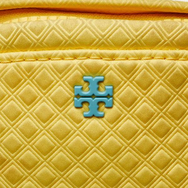 トリーバーチ ロゴ ポーチ コスメポーチ 小物入れ イエロー キャンバス レディース Tory Burch 【中古】
