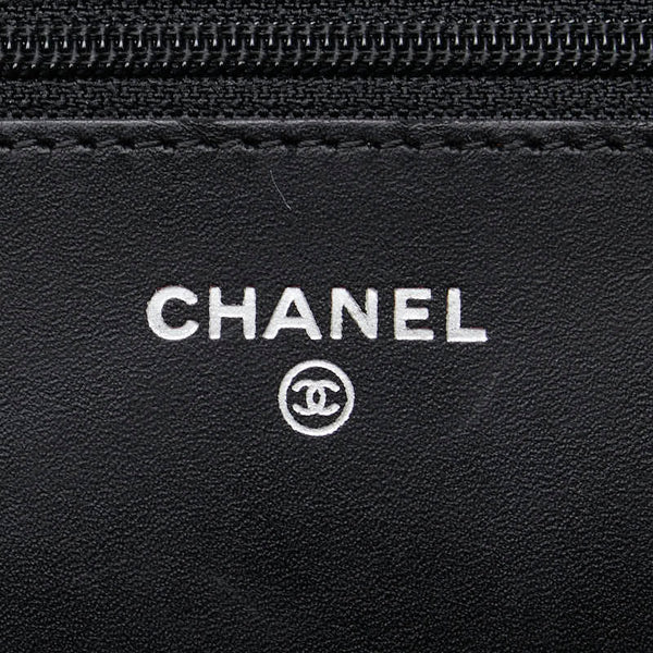 シャネル カンボンライン ココマーク チェーン ショルダーバッグ ウォレットチェーン ブラック ラムスキン エナメル レディース CHANEL 【中古】