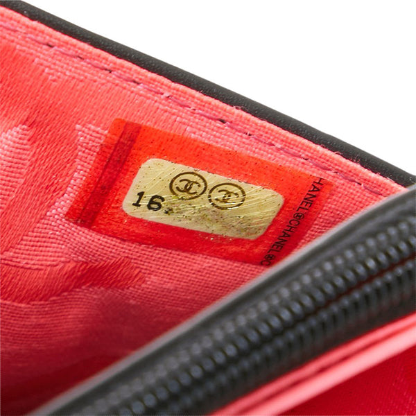 シャネル カンボンライン ココマーク チェーン ショルダーバッグ ウォレットチェーン ブラック ラムスキン エナメル レディース CHANEL 【中古】