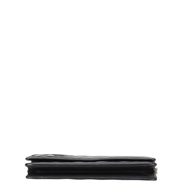 シャネル カンボンライン ココマーク チェーン ショルダーバッグ ウォレットチェーン ブラック ラムスキン エナメル レディース CHANEL 【中古】