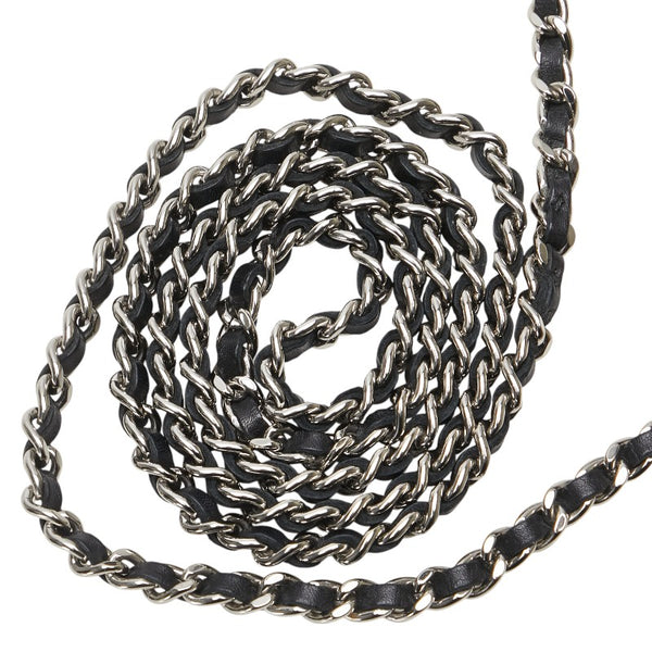 シャネル カンボンライン ココマーク チェーン ショルダーバッグ ウォレットチェーン ブラック ラムスキン エナメル レディース CHANEL 【中古】