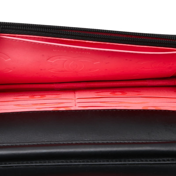 シャネル カンボンライン ココマーク チェーン ショルダーバッグ ウォレットチェーン ブラック ラムスキン エナメル レディース CHANEL 【中古】