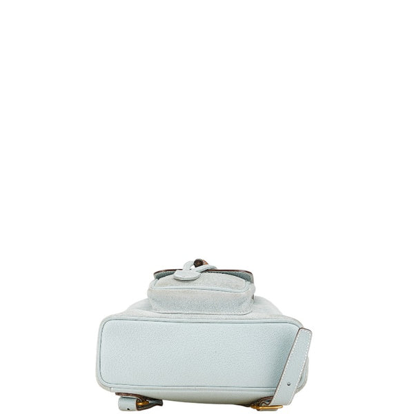 グッチ バンブー リュック バックパック 003 3444 0030 グリーン ブルー スウェード レザー レディース GUCCI 【中古】