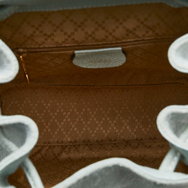 グッチ バンブー リュック バックパック 003 3444 0030 グリーン ブルー スウェード レザー レディース GUCCI 【中古】