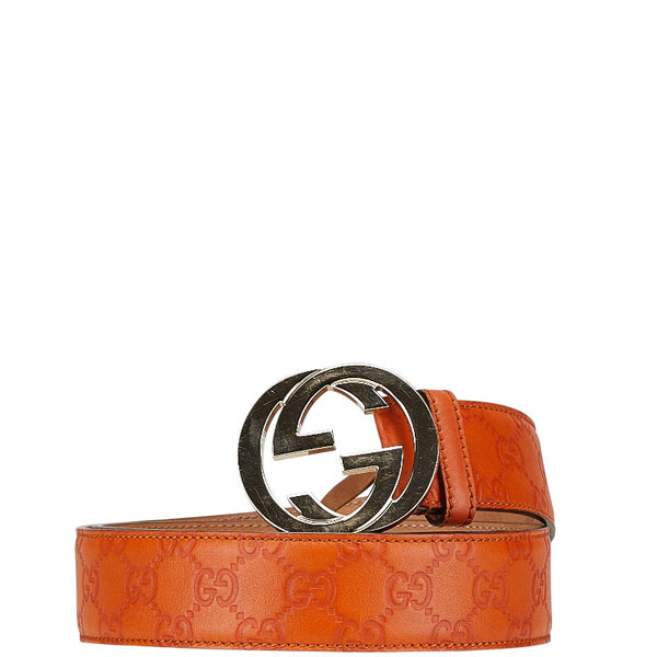 グッチ グッチシマ インターロッキングG ベルト 95/38 114876 オレンジ レザー メンズ GUCCI 【中古】