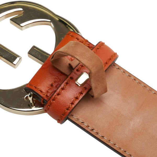 グッチ グッチシマ インターロッキングG ベルト 95/38 114876 オレンジ レザー メンズ GUCCI 【中古】