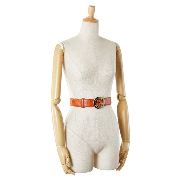 グッチ グッチシマ インターロッキングG ベルト 95/38 114876 オレンジ レザー メンズ GUCCI 【中古】