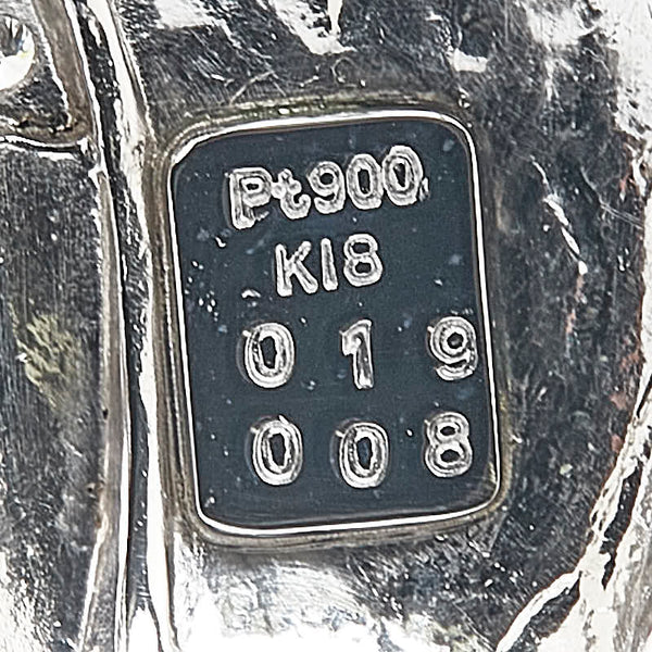 Pt900 プラチナ K18YG イエローゴールド コンビ ルビー0.19ct ダイヤ0.08ct フクロウ 梟 モチーフ ペンダント兼用ブローチ レディース 【中古】