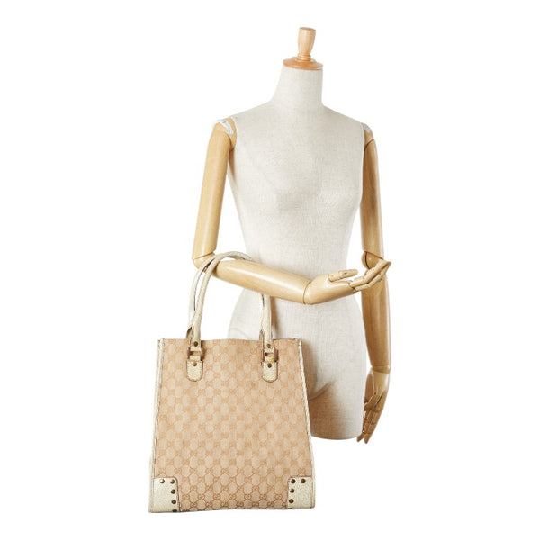 グッチ GGキャンバス ハンドバッグ トートバッグ 124261 ベージュ キャンバス レザー レディース GUCCI 【中古】
