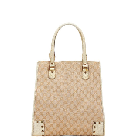 グッチ GGキャンバス ハンドバッグ トートバッグ 124261 ベージュ キャンバス レザー レディース GUCCI 【中古】