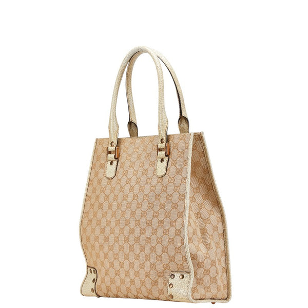 グッチ GGキャンバス ハンドバッグ トートバッグ 124261 ベージュ キャンバス レザー レディース GUCCI 【中古】