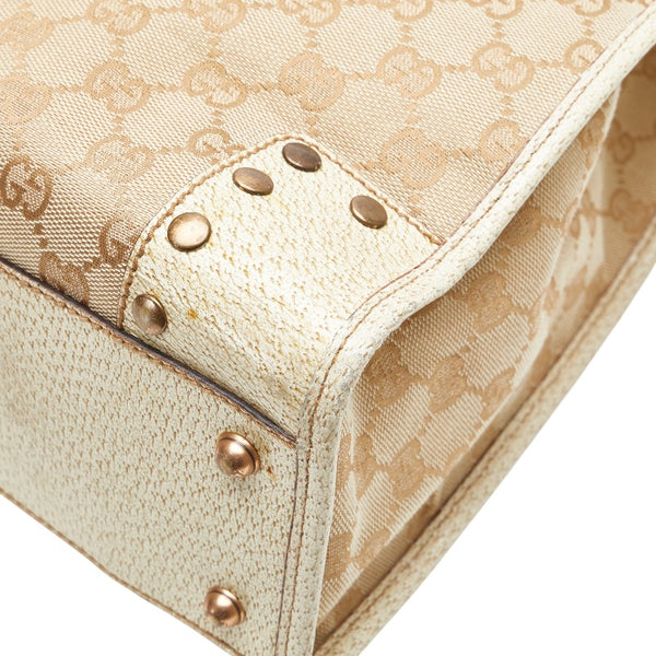 グッチ GGキャンバス ハンドバッグ トートバッグ 124261 ベージュ キャンバス レザー レディース GUCCI 【中古】