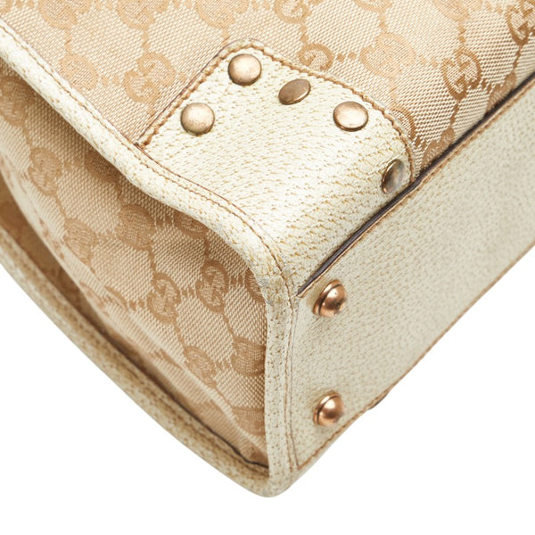 グッチ GGキャンバス ハンドバッグ トートバッグ 124261 ベージュ キャンバス レザー レディース GUCCI 【中古】