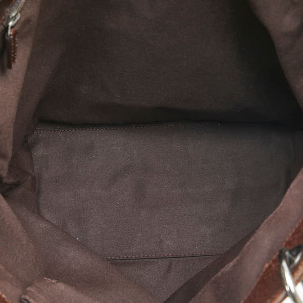 グッチ GGキャンバス トートバッグ 120836 ベージュ ブラウン キャンバス レザー レディース GUCCI 【中古】