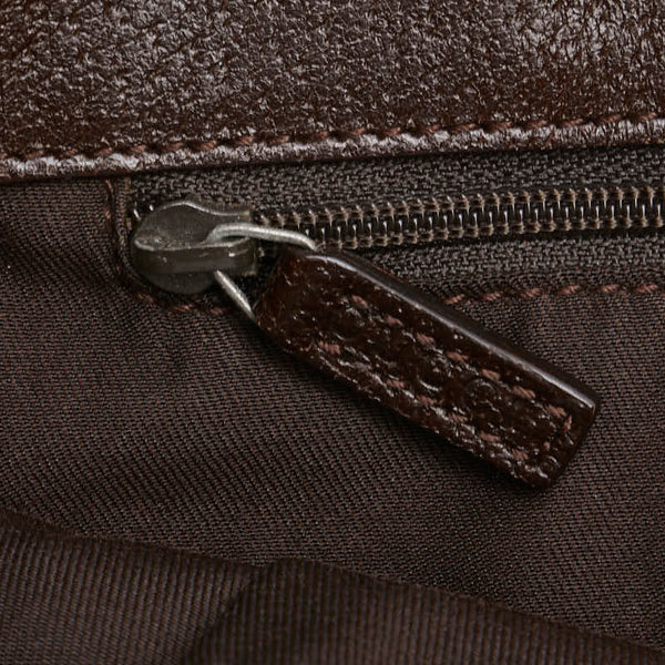 グッチ GGキャンバス トートバッグ 120836 ベージュ ブラウン キャンバス レザー レディース GUCCI 【中古】