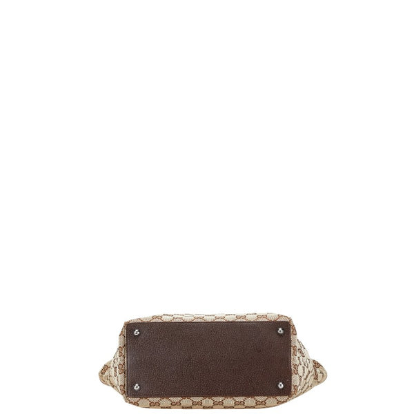 グッチ GGキャンバス トートバッグ 120836 ベージュ ブラウン キャンバス レザー レディース GUCCI 【中古】