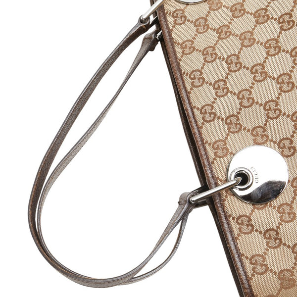 グッチ GGキャンバス トートバッグ 120836 ベージュ ブラウン キャンバス レザー レディース GUCCI 【中古】