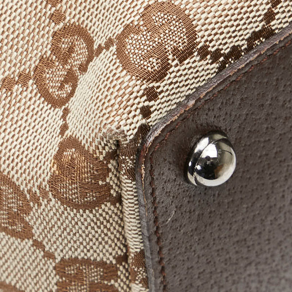 グッチ GGキャンバス トートバッグ 120836 ベージュ ブラウン キャンバス レザー レディース GUCCI 【中古】