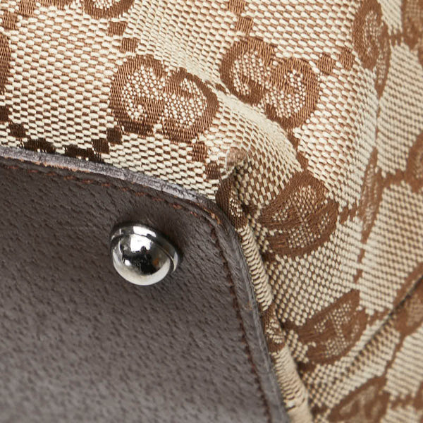 グッチ GGキャンバス トートバッグ 120836 ベージュ ブラウン キャンバス レザー レディース GUCCI 【中古】