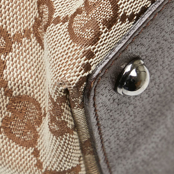 グッチ GGキャンバス トートバッグ 120836 ベージュ ブラウン キャンバス レザー レディース GUCCI 【中古】